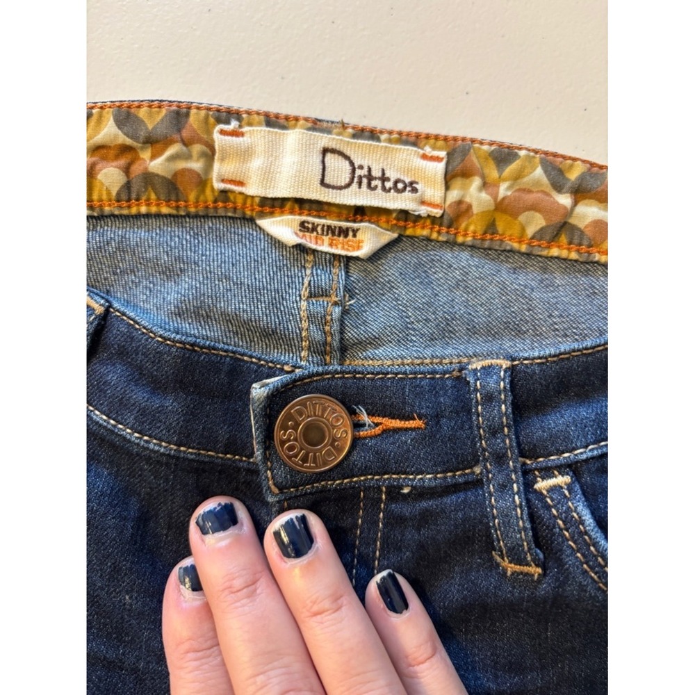 Dittos Skinny Jean Size 25 Dark Indigo Embroidered Elevated Casual Western Ranch - Picture 2 of 8